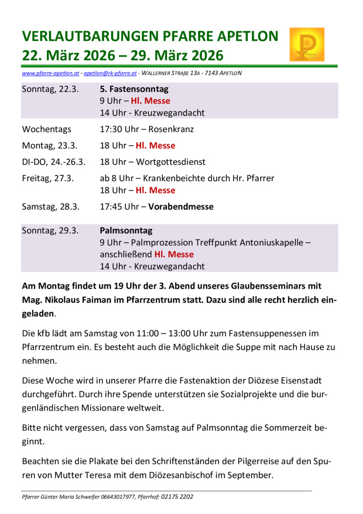 thumbnail of KW 13 22.03.-29.03. Verlautbarungen