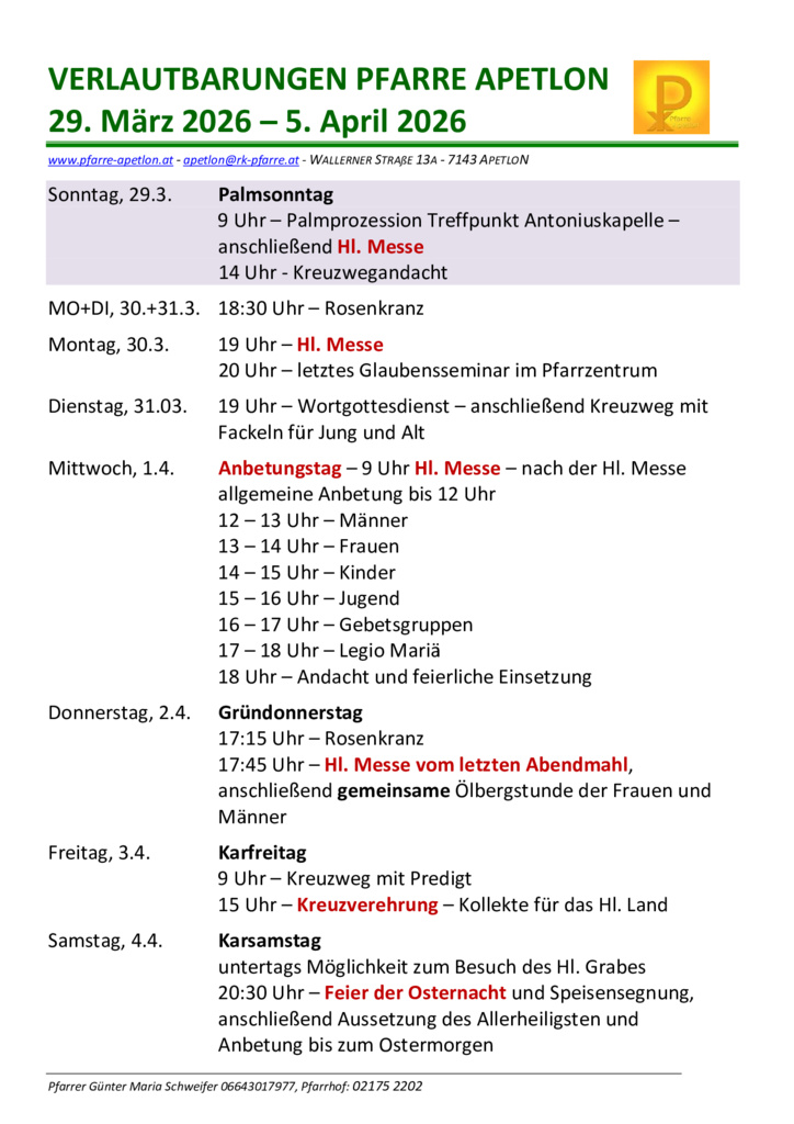 thumbnail of KW 14 29.03.-06.04. Verlautbarungen 1.Seite